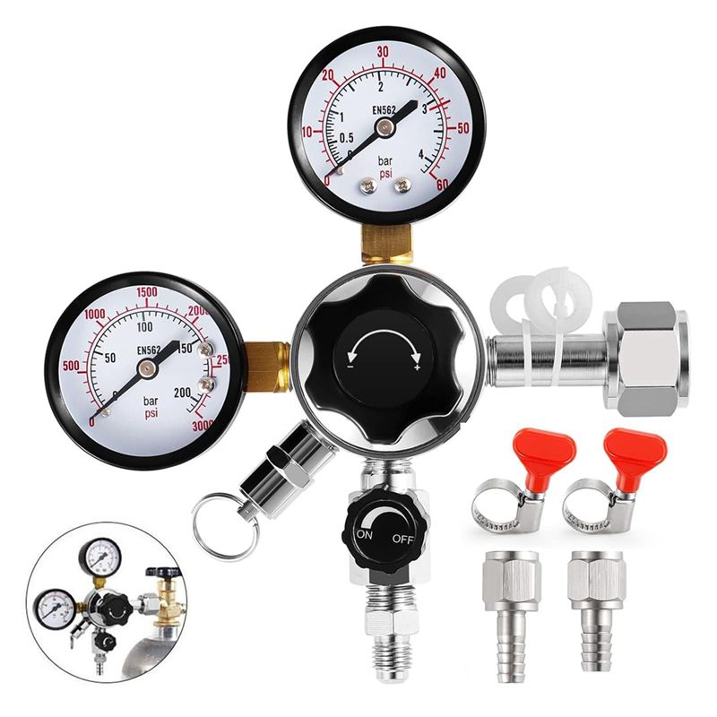 Co2 Regulator Dual Stage - CGA-320 Fıçı Regülatörü, Çift Kademeli Göstergeli