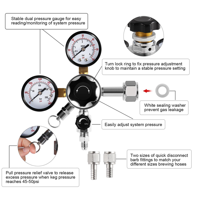 CGA-320 Fıçı Regülatörü, 1/4 İ - Co2 Regulator Dual Stage incelemesi ve fiyatı