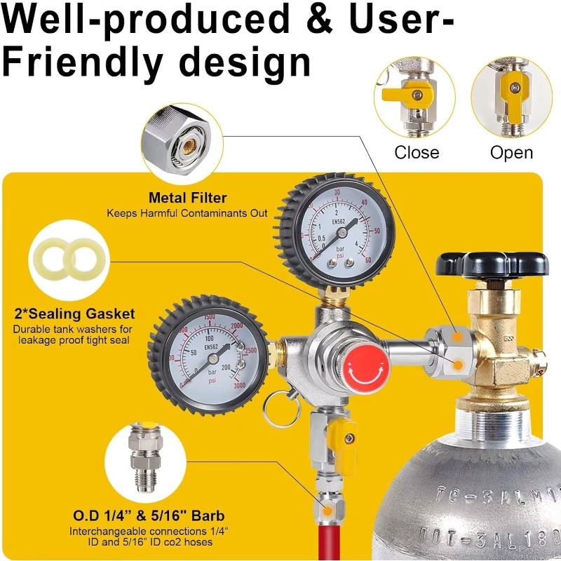 Kegeratör için Çift Göstergeli - Co2 Regulator Dual Stage incelemesi ve fiyatı